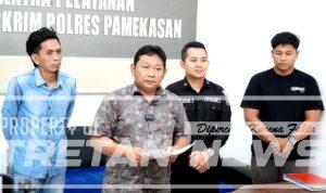 Kasat Reskrim Polres Pamekasan AKP Yoyok Hardianto memberikan keterangan pers terkait tersangka kasus dugaan kekerasan seksual di Pamekasan.