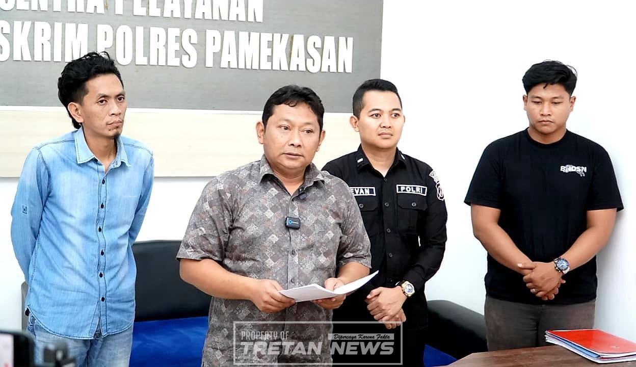 Kasat Reskrim Polres Pamekasan AKP Yoyok Hardianto memberikan keterangan pers terkait tersangka kasus dugaan kekerasan seksual di Pamekasan.