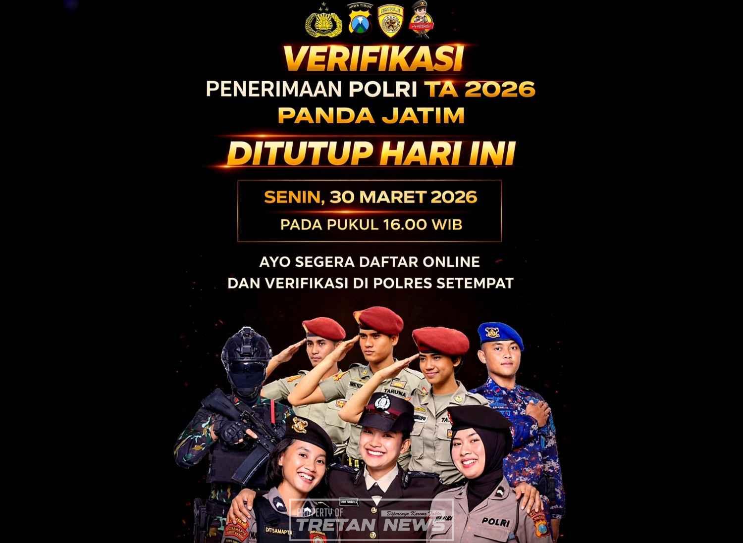 Pamflet penerimaan Polri Terpadu Tahun Anggaran 2026 di Polres Pamekasan