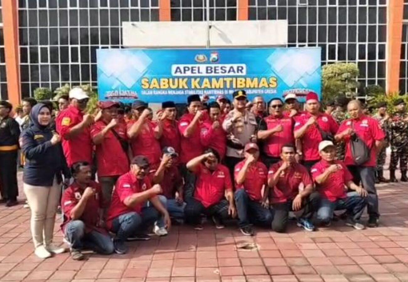 Suasana Apel Besar Sabuk Kamtibmas di Polres Gresik yang dipimpin Kapolres bersama ormas dan tokoh masyarakat
