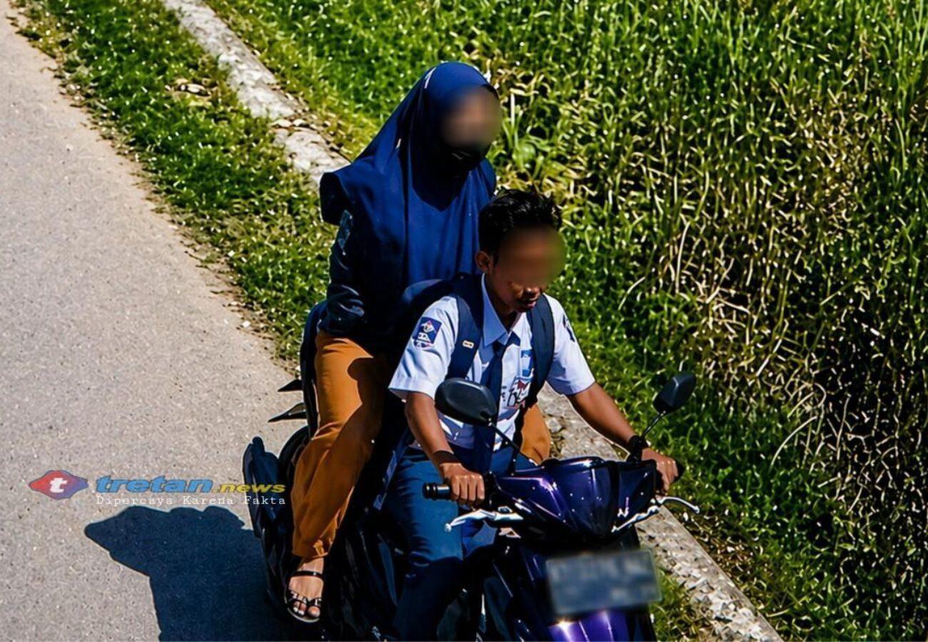 Rekaman CCTV memperlihatkan pelaku penipuan motor membonceng pelajar SMP sebelum membawa kabur sepeda motor di Pamekasan