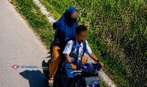 Rekaman CCTV memperlihatkan pelaku penipuan motor membonceng pelajar SMP sebelum membawa kabur sepeda motor di Pamekasan