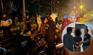 Polres Pamekasan mengamankan pemuda yang membawa senjata tajam dan menyita motor balap liar saat patroli malam