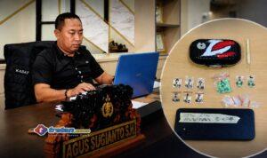 Kasat Narkoba Polres Pamekasan dengan inset barang bukti sabu dan pil ekstasi hasil pengungkapan kasus narkoba di Proppo