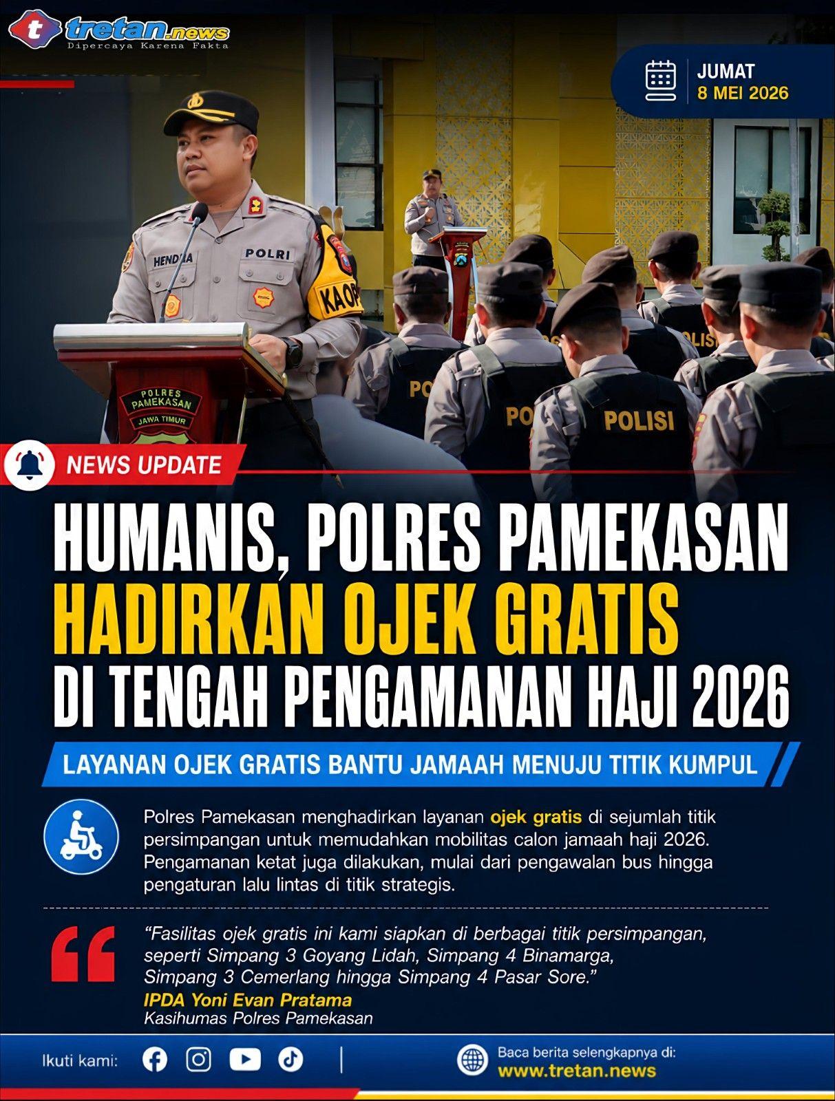 Kapolres Pamekasan AKBP Hendra Eko Triyulianto memimpin apel pengamanan pemberangkatan jamaah haji 2026 di Mapolres Pamekasan
