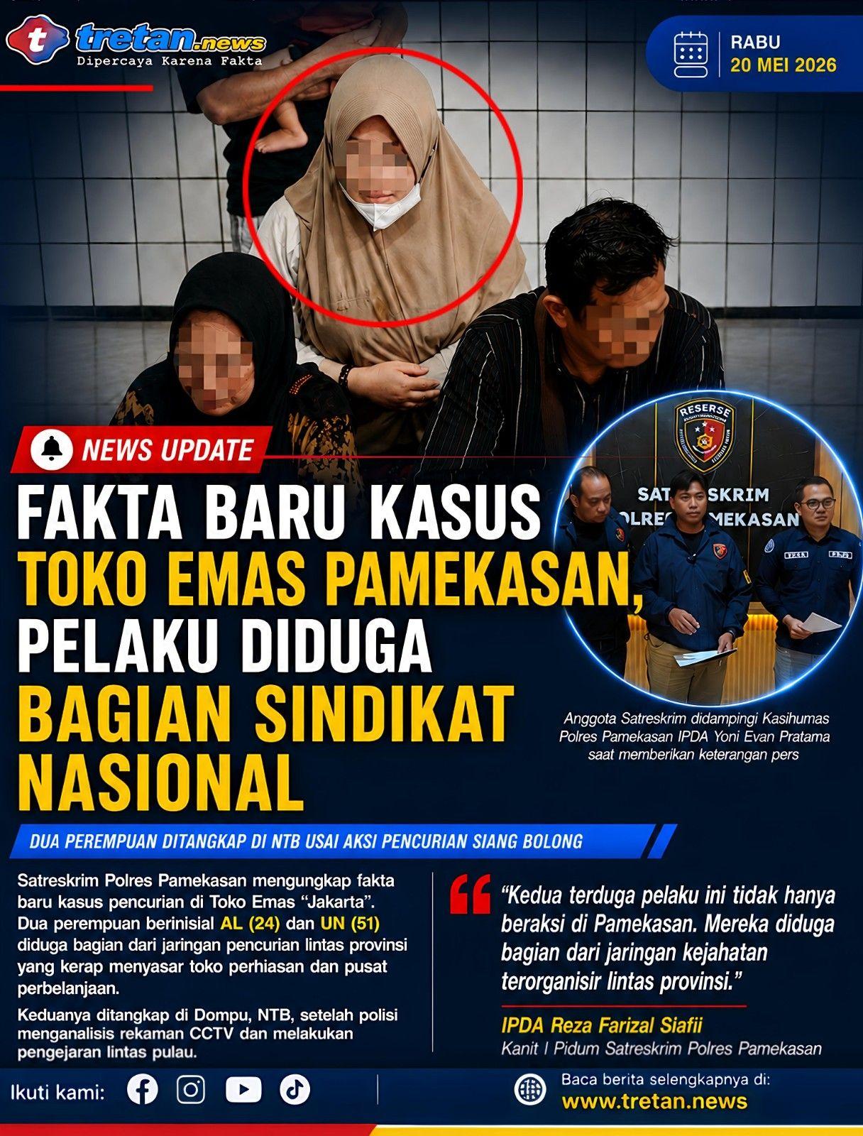 Tim Satreskrim Polres Pamekasan memberikan keterangan pers terkait pengungkapan kasus pencurian Toko Emas Jakarta yang diduga melibatkan jaringan pencurian nasional.