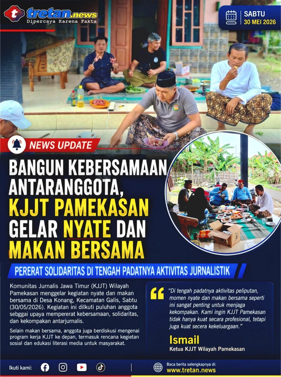 Anggota KJJT Pamekasan mengikuti kegiatan nyate dan makan bersama di Desa Konang, Galis, Pamekasan.