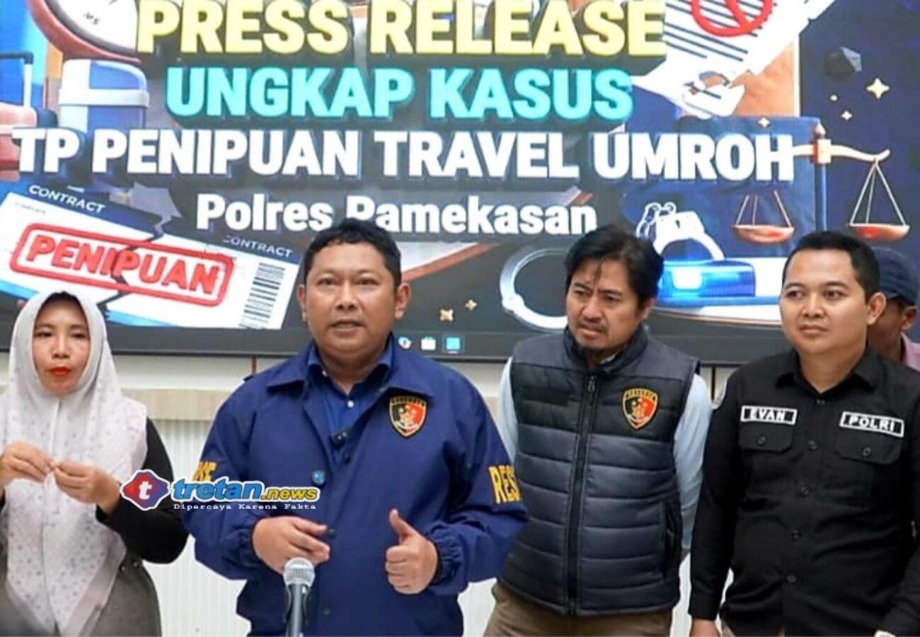 Press release Satreskrim Polres Pamekasan terkait pengungkapan kasus dugaan penipuan travel umrah dengan kerugian Rp319 juta