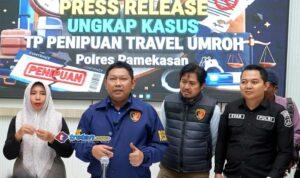 Press release Satreskrim Polres Pamekasan terkait pengungkapan kasus dugaan penipuan travel umrah dengan kerugian Rp319 juta