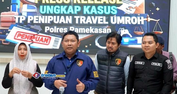 Press release Satreskrim Polres Pamekasan terkait pengungkapan kasus dugaan penipuan travel umrah dengan kerugian Rp319 juta