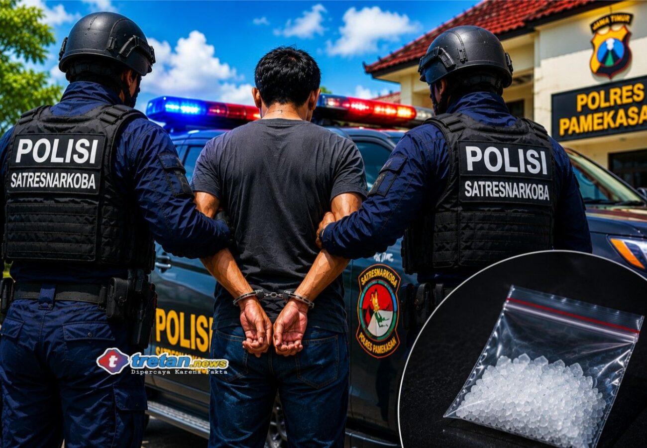 Ilustrasi penangkapan warga Sampang oleh Satresnarkoba Polres Pamekasan terkait dugaan peredaran sabu dengan barang bukti sabu, korek api, dan handphone