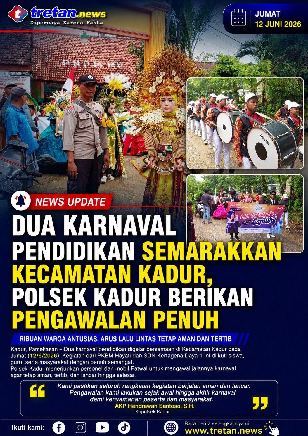 Polsek Kadur mengawal karnaval pendidikan di Pamekasan.