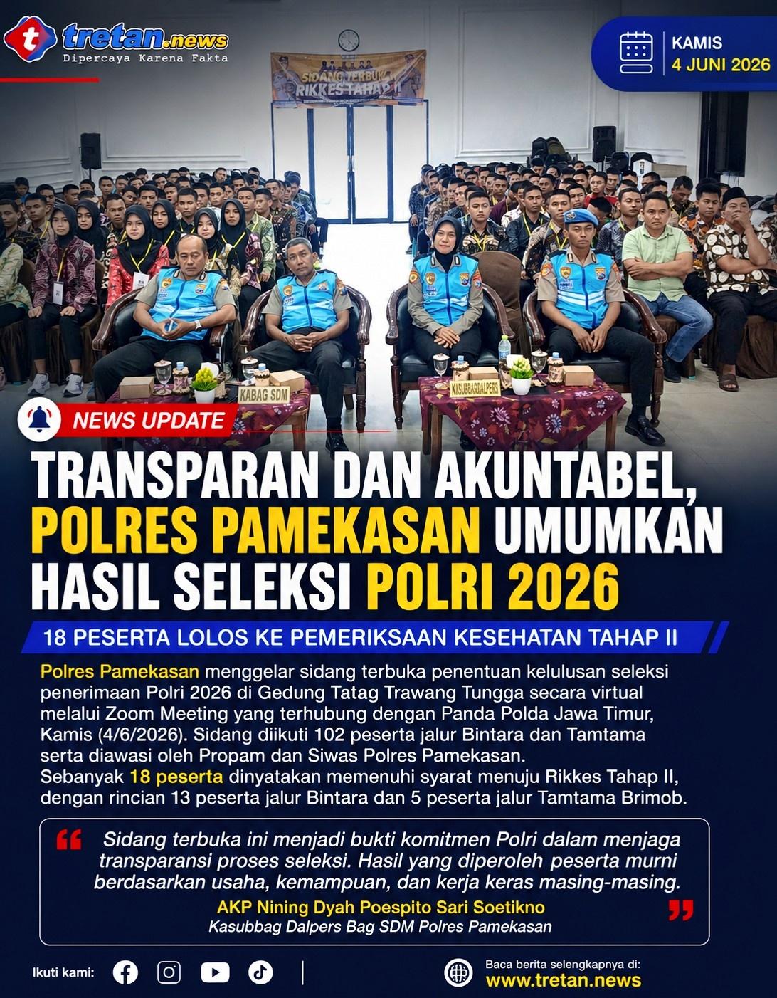 Sidang seleksi Polri 2026 Polres Pamekasan.