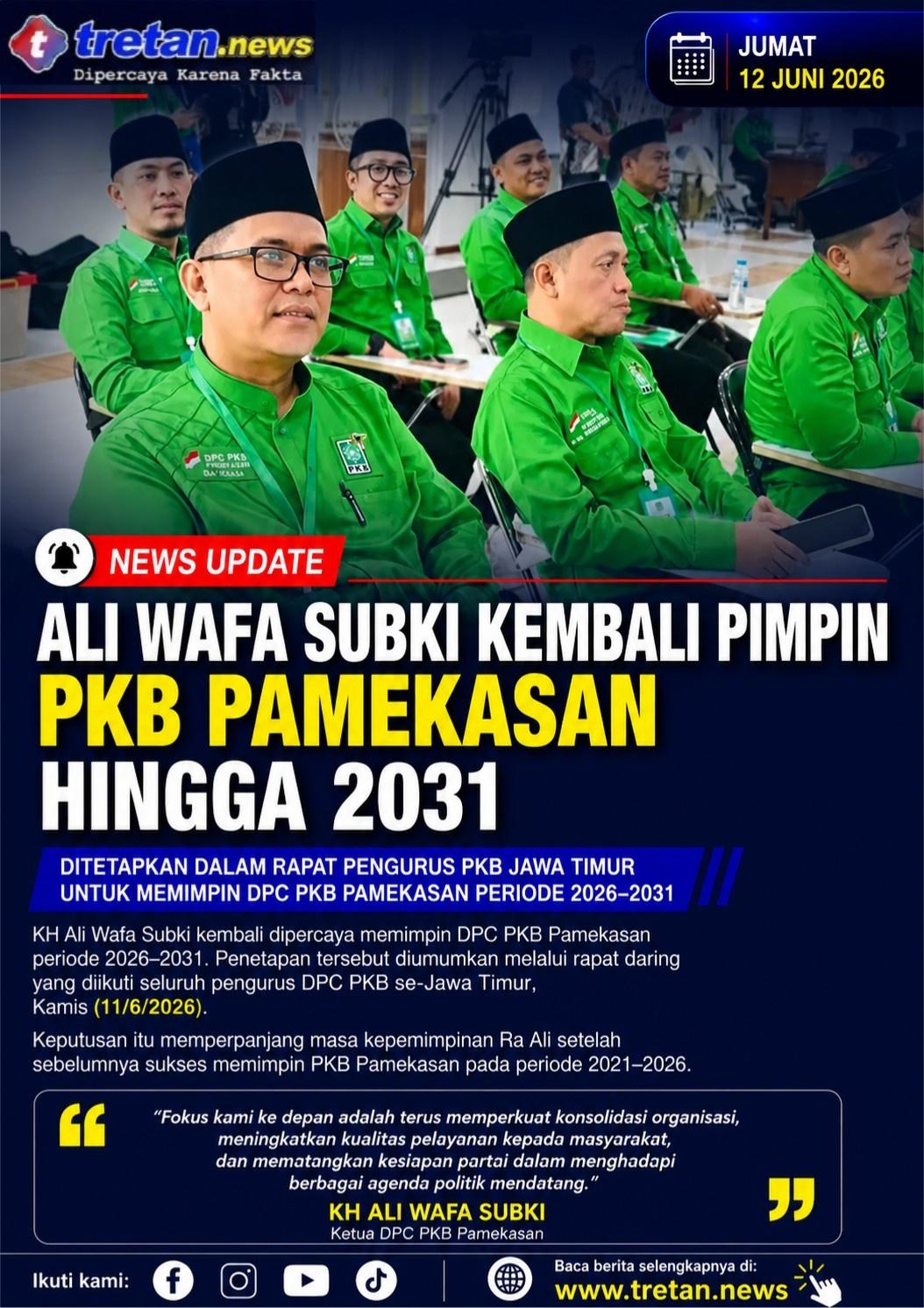 KH Ali Wafa Subki Ketua PKB Pamekasan.