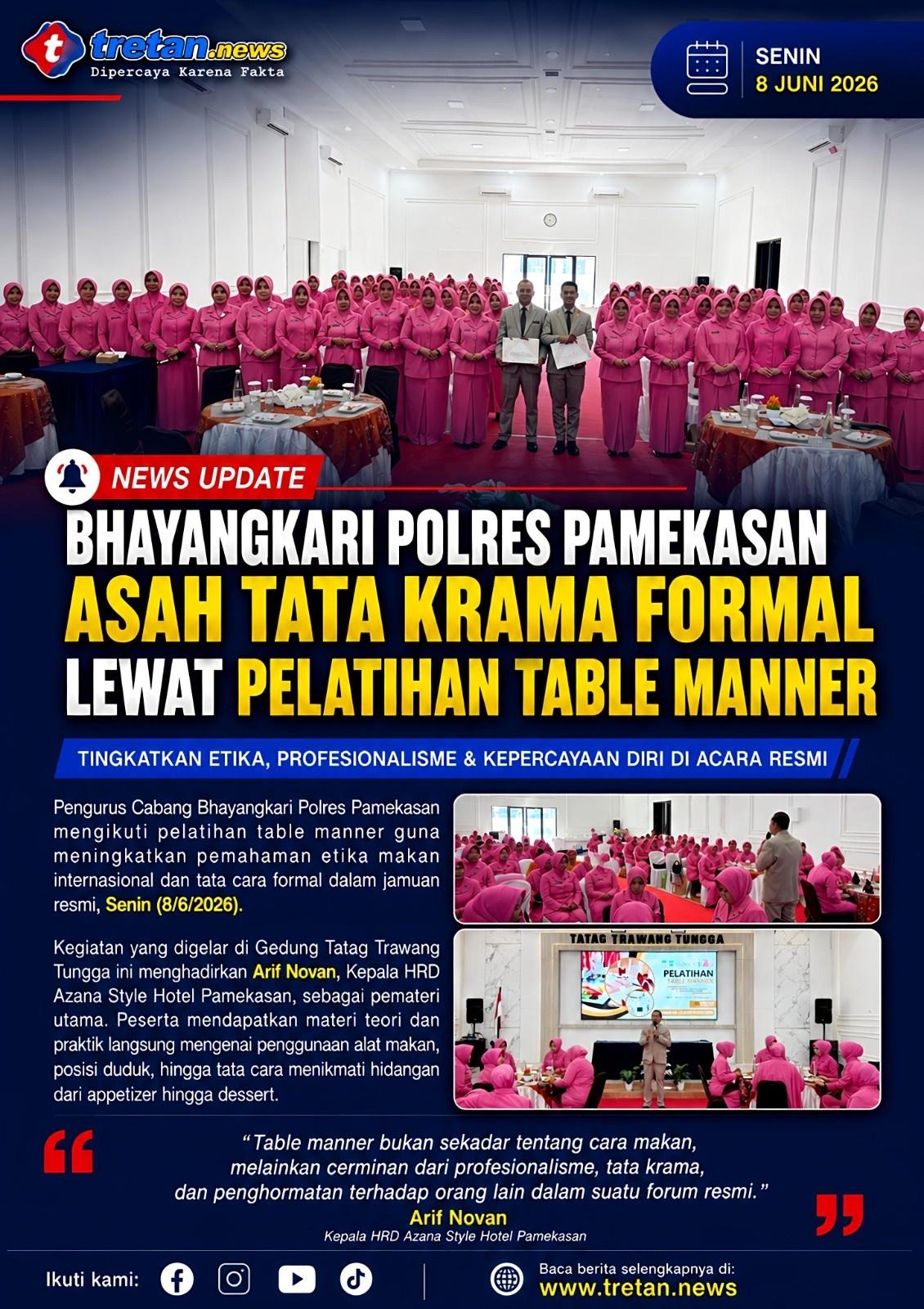 Bhayangkari Polres Pamekasan saat mengikuti pelatihan table manner.