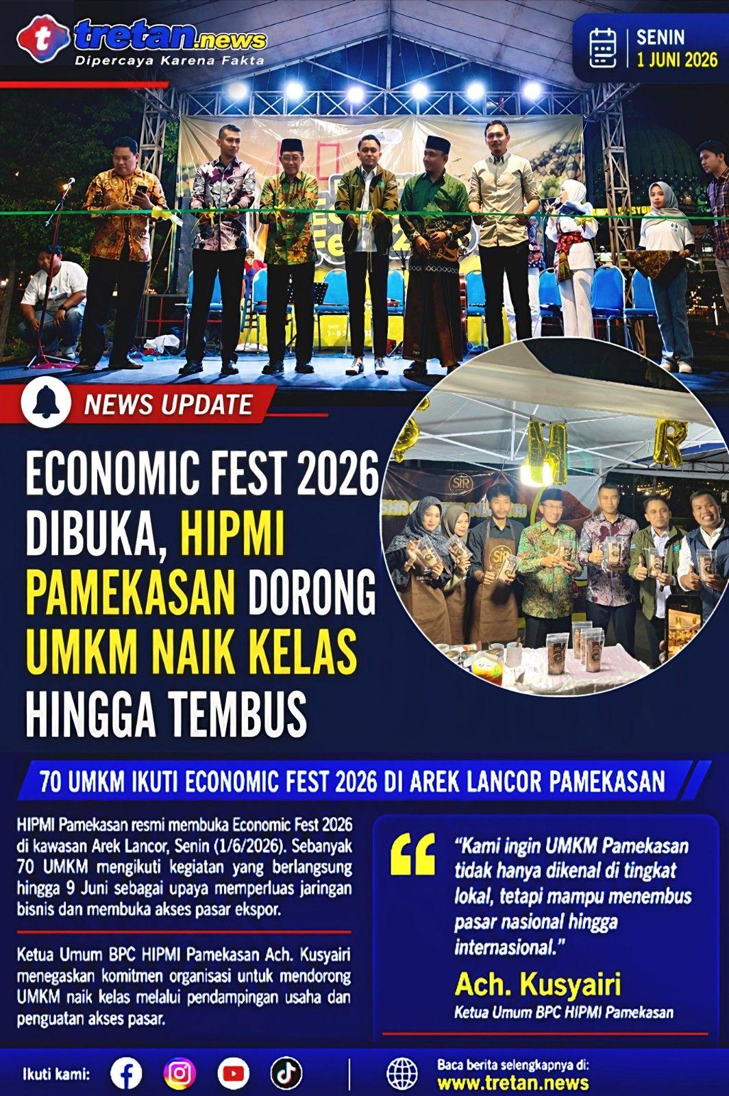 Ach Kusyairi membuka Economic Fest 2026 yang diikuti 70 UMKM di kawasan Arek Lancor Pamekasan.