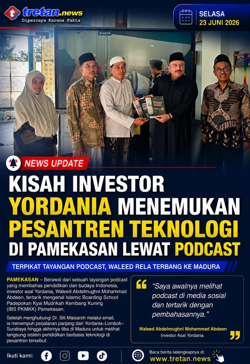 Investor Yordania mengunjungi pesantren teknologi IBS PKMKK Pamekasan.