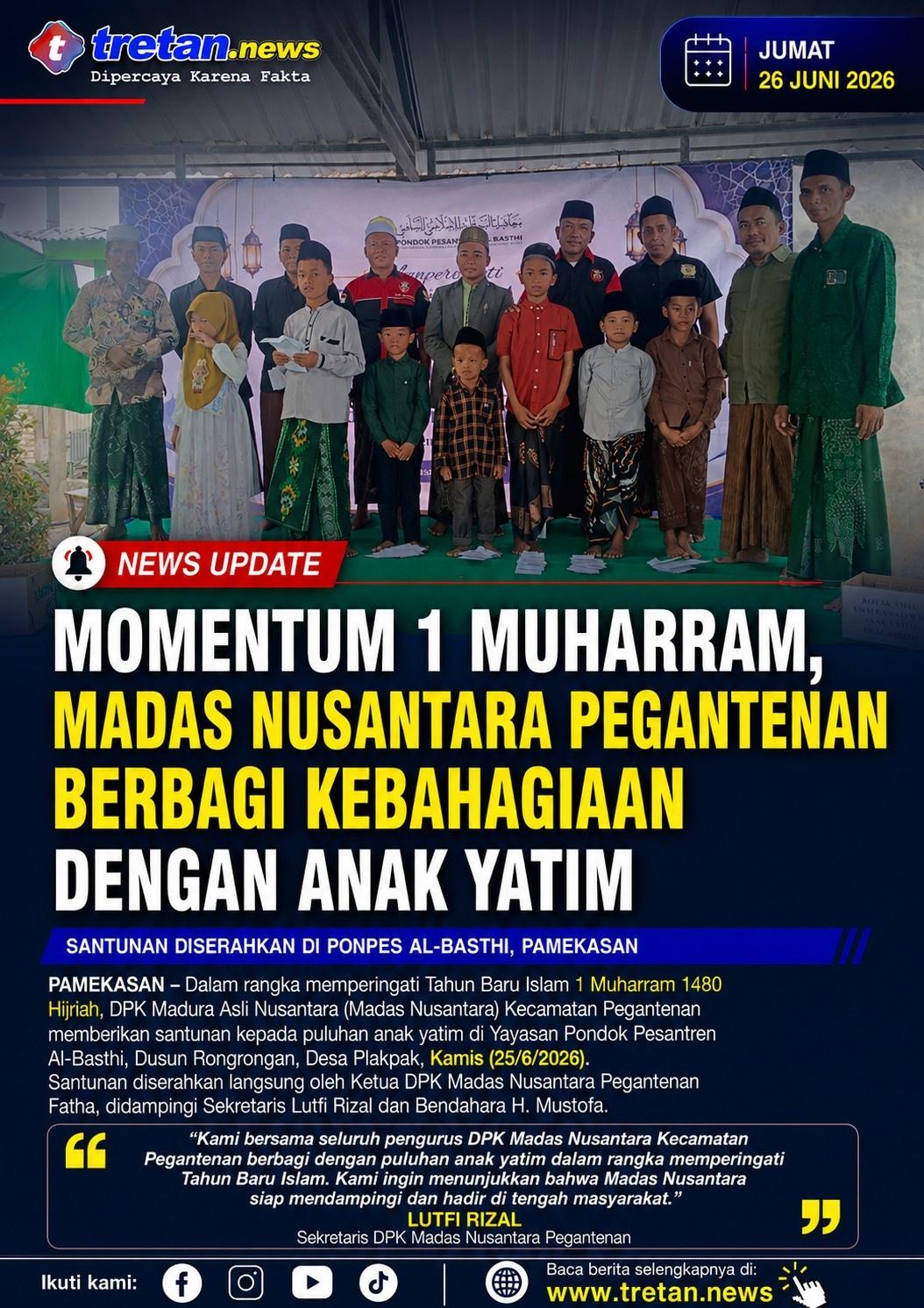 Madas Nusantara Pegantenan berbagi santunan kepada anak yatim