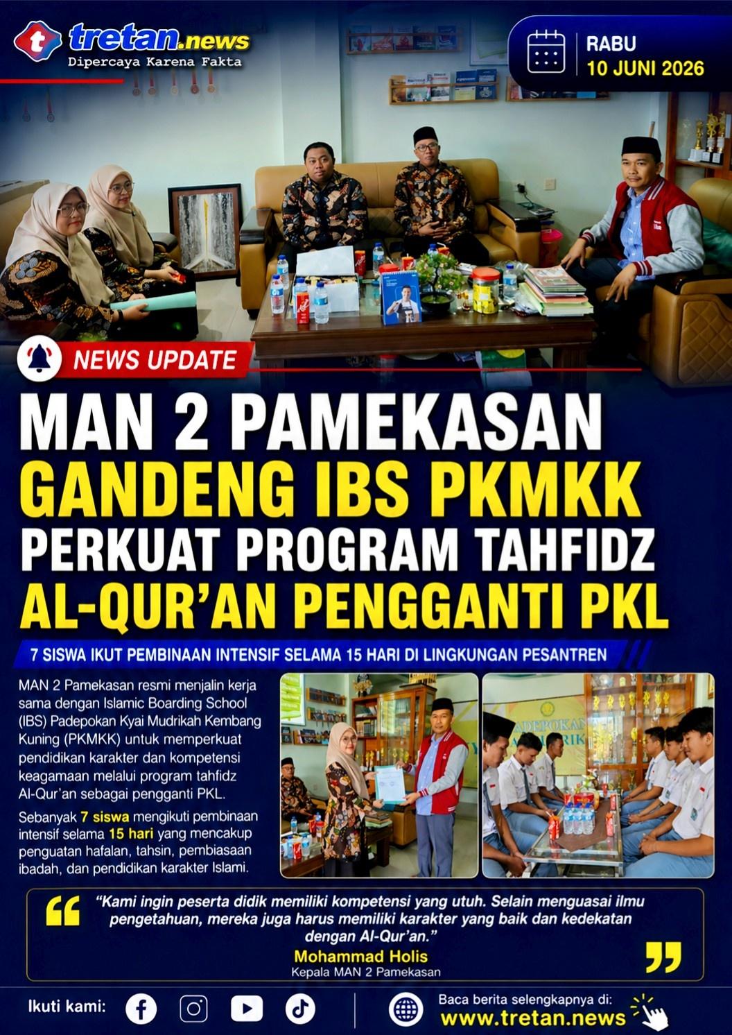 Penandatanganan kerja sama program tahfidz antara MAN 2 Pamekasan dan IBS PKMKK di Pamekasan.