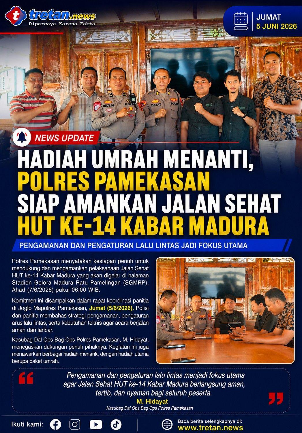 Rapat koordinasi pengamanan Jalan Sehat HUT ke-14 Kabar Madura di Joglo Mapolres Pamekasan.