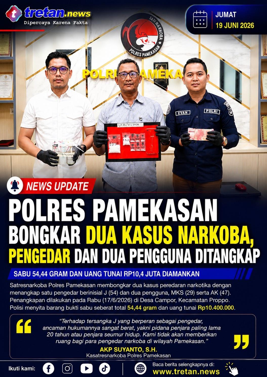 Barang bukti sabu hasil pengungkapan dua kasus narkoba di Pamekasan.