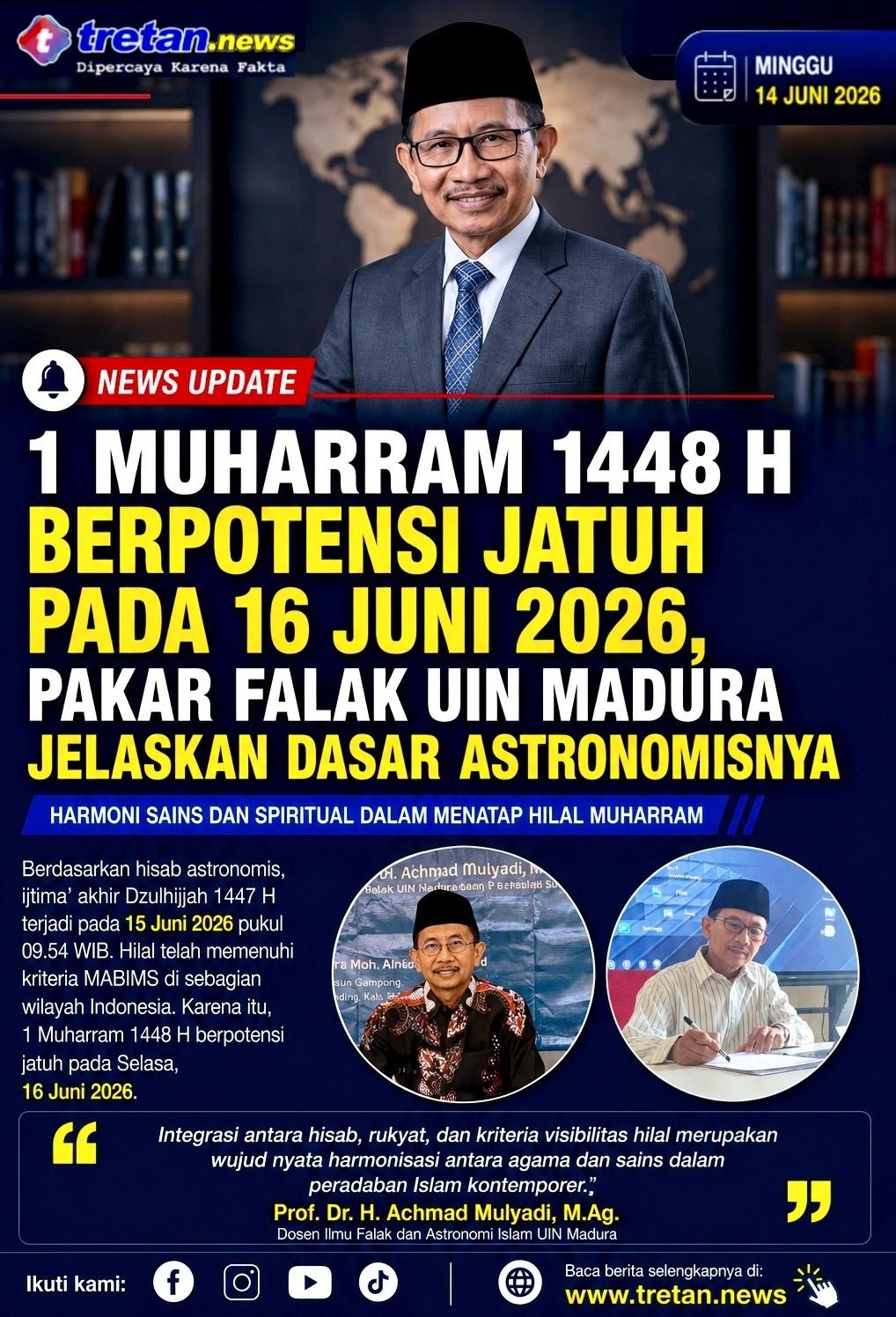 Prof Achmad Mulyadi menjelaskan prediksi awal Muharram 1448 Hijriah berdasarkan hisab astronomis dan kriteria MABIMS.