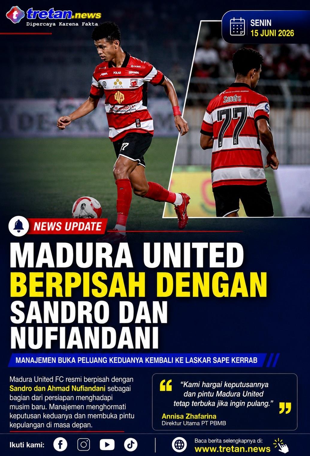 Sandro saat membela Madura United dalam pertandingan Liga Indonesia.