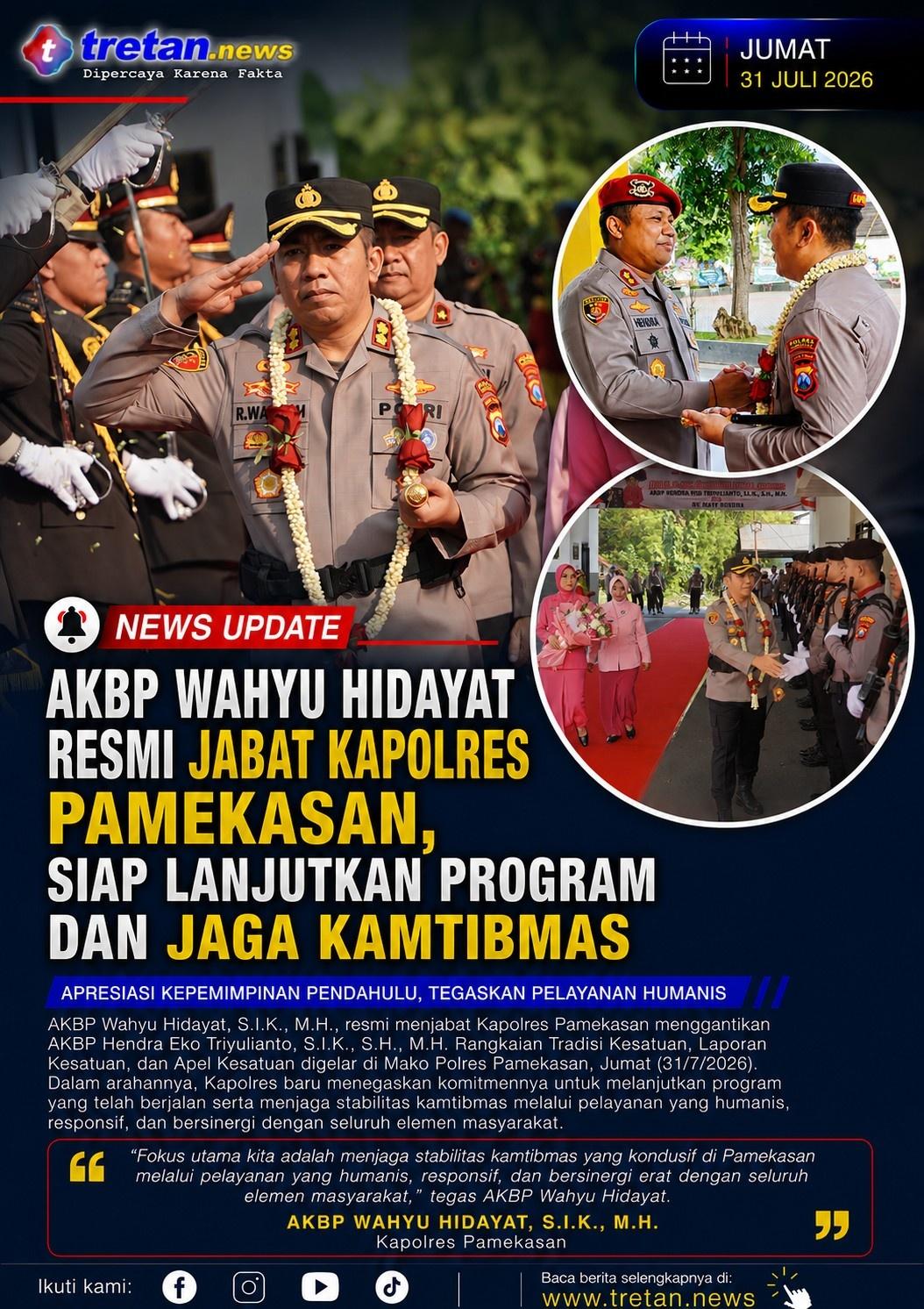 AKBP Wahyu Hidayat saat tradisi penyambutan Kapolres Pamekasan