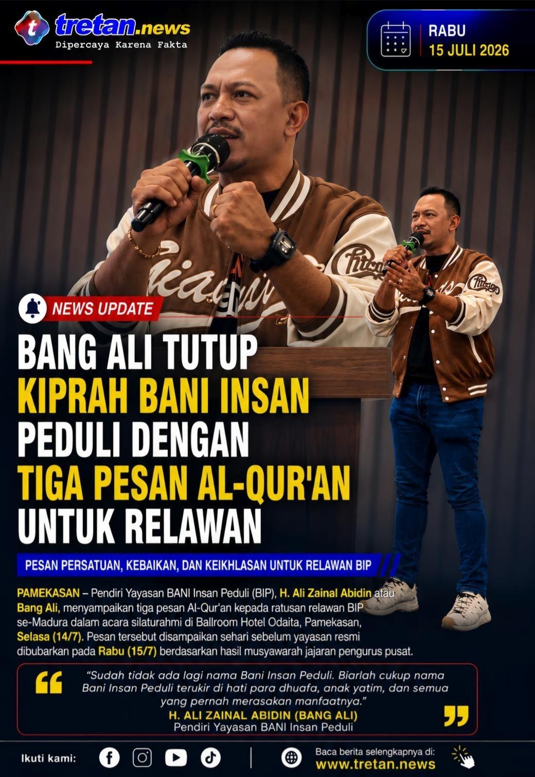 Bang Ali menyampaikan pesan kepada relawan BANI Insan Peduli di Pamekasan