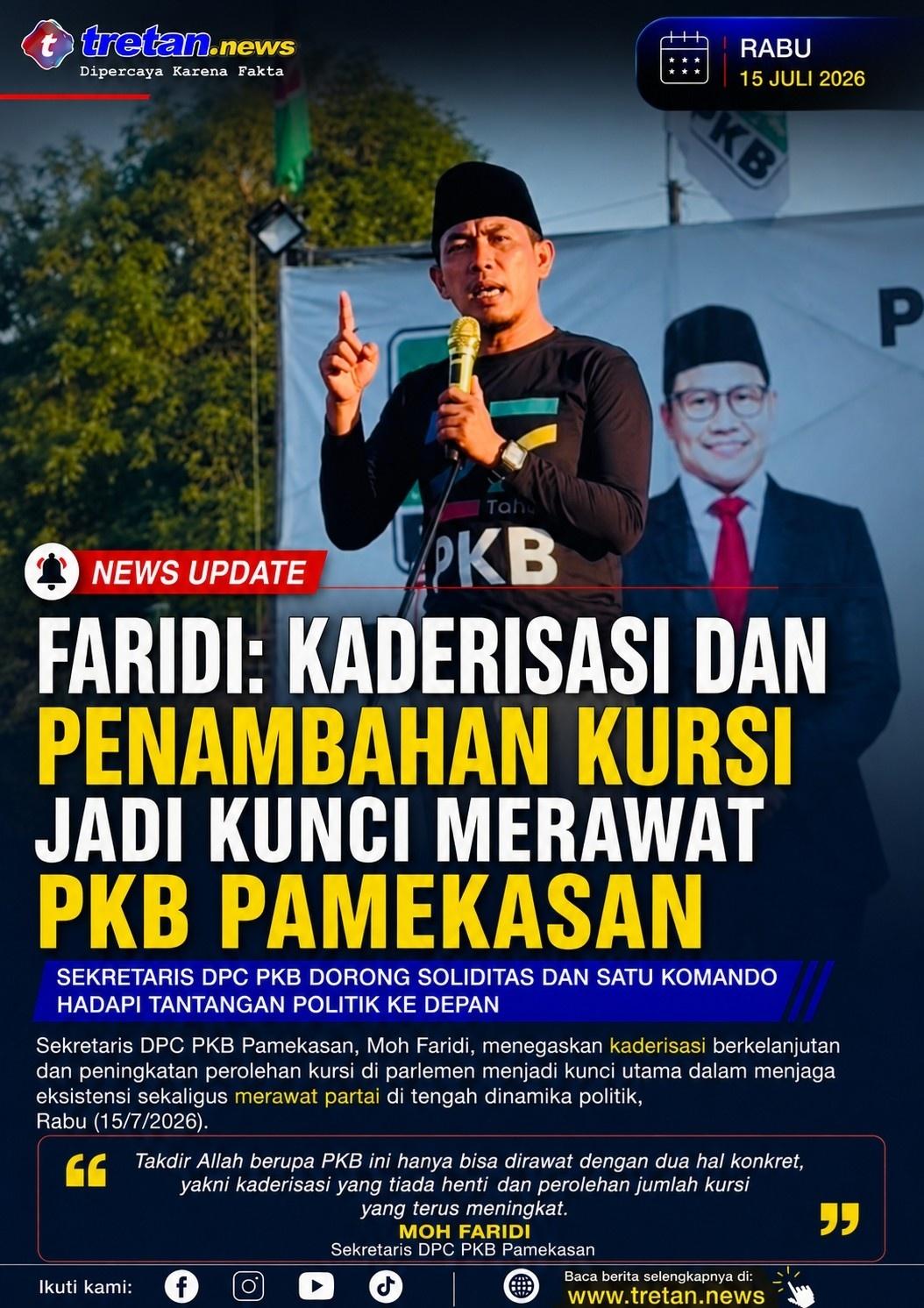 Moh Faridi mengajak kader PKB Pamekasan memperkuat kaderisasi dan soliditas partai