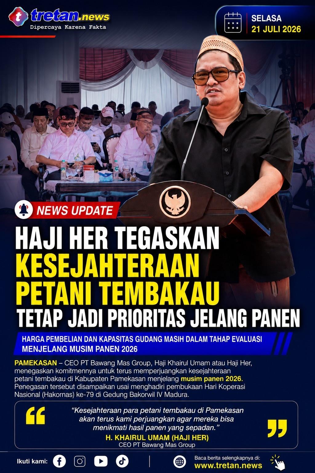 Haji Her menyampaikan komitmen mendukung kesejahteraan petani tembakau Pamekasan