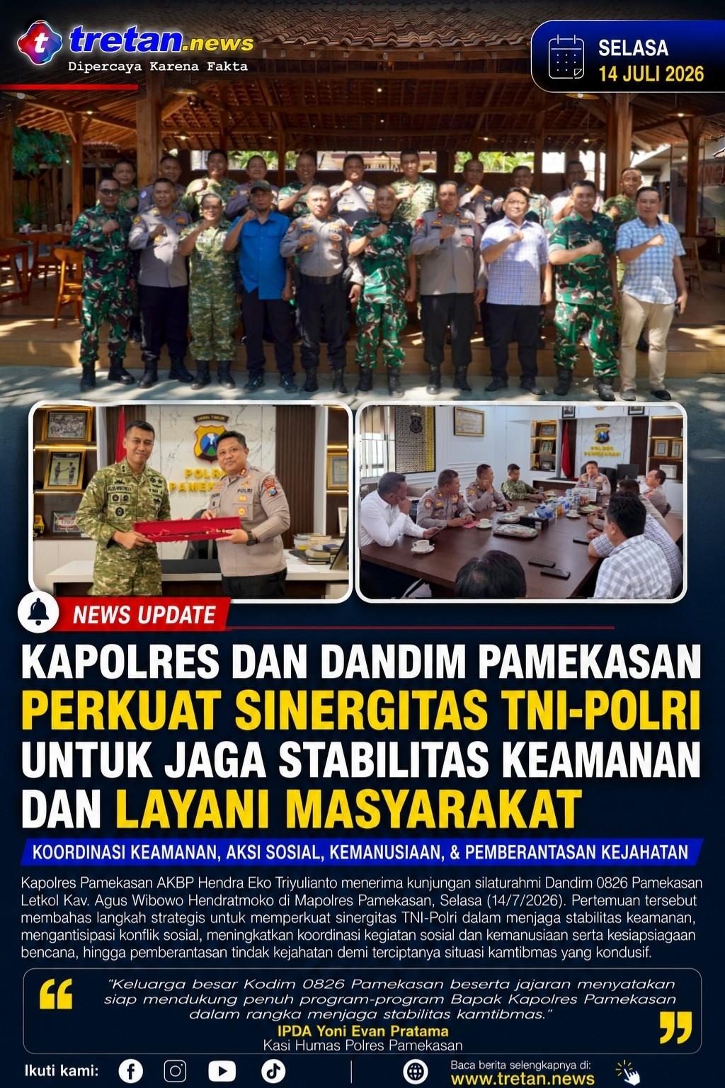 Kapolres dan Dandim Pamekasan saat silaturahmi memperkuat sinergitas TNI Polri