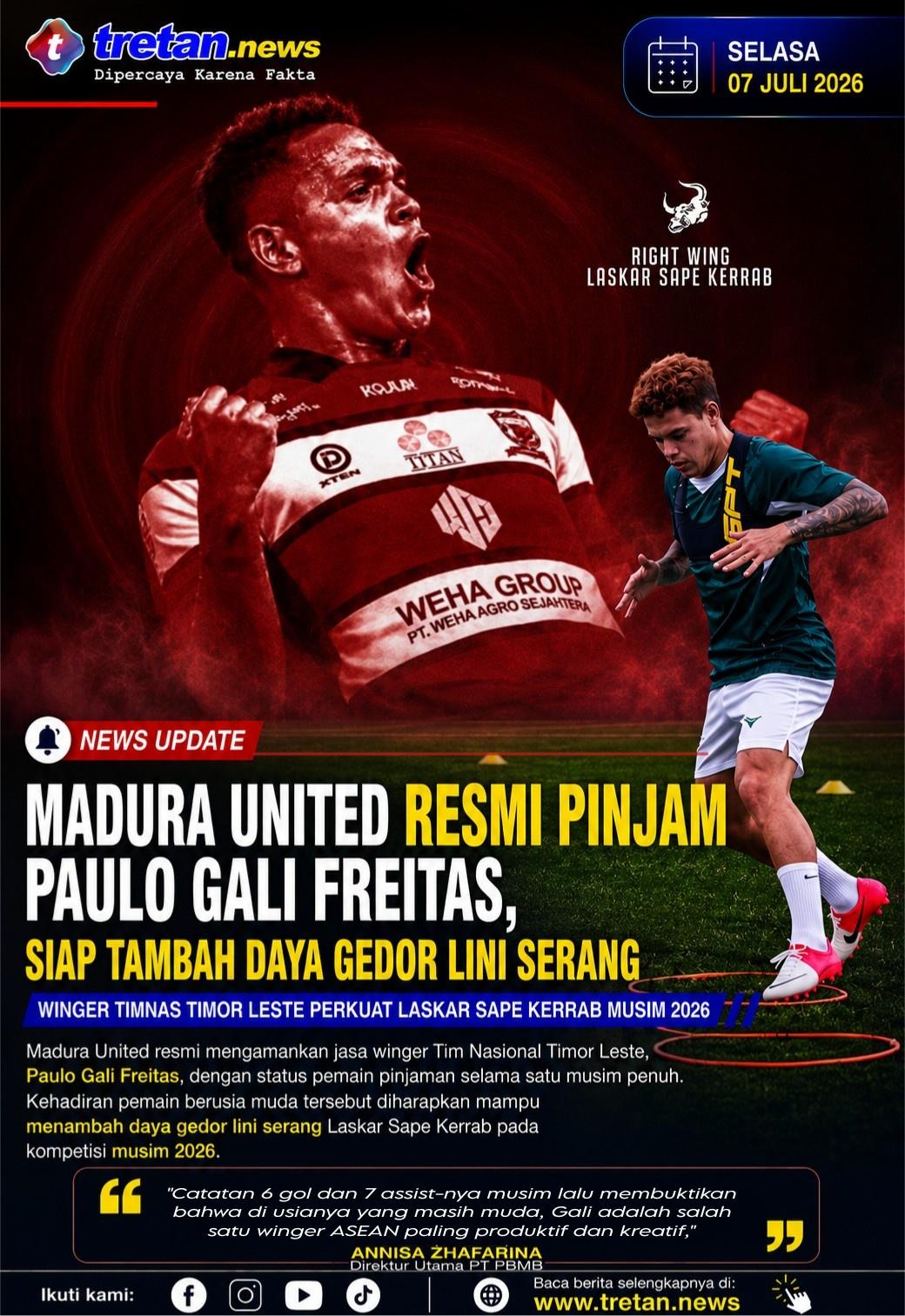 Paulo Gali Freitas resmi bergabung bersama Madura United untuk musim 2026