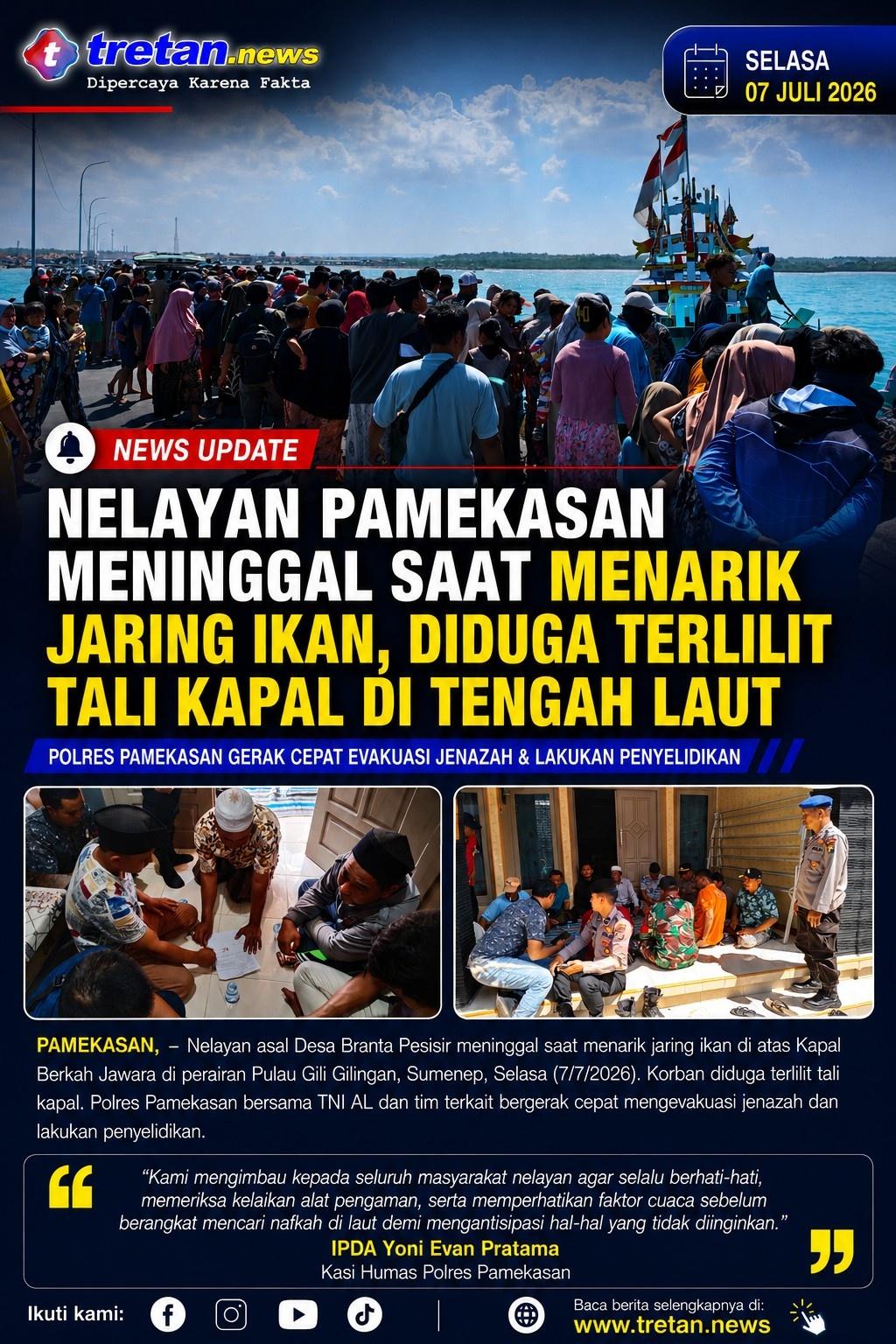 Petugas mengevakuasi nelayan Pamekasan korban kecelakaan kerja di laut
