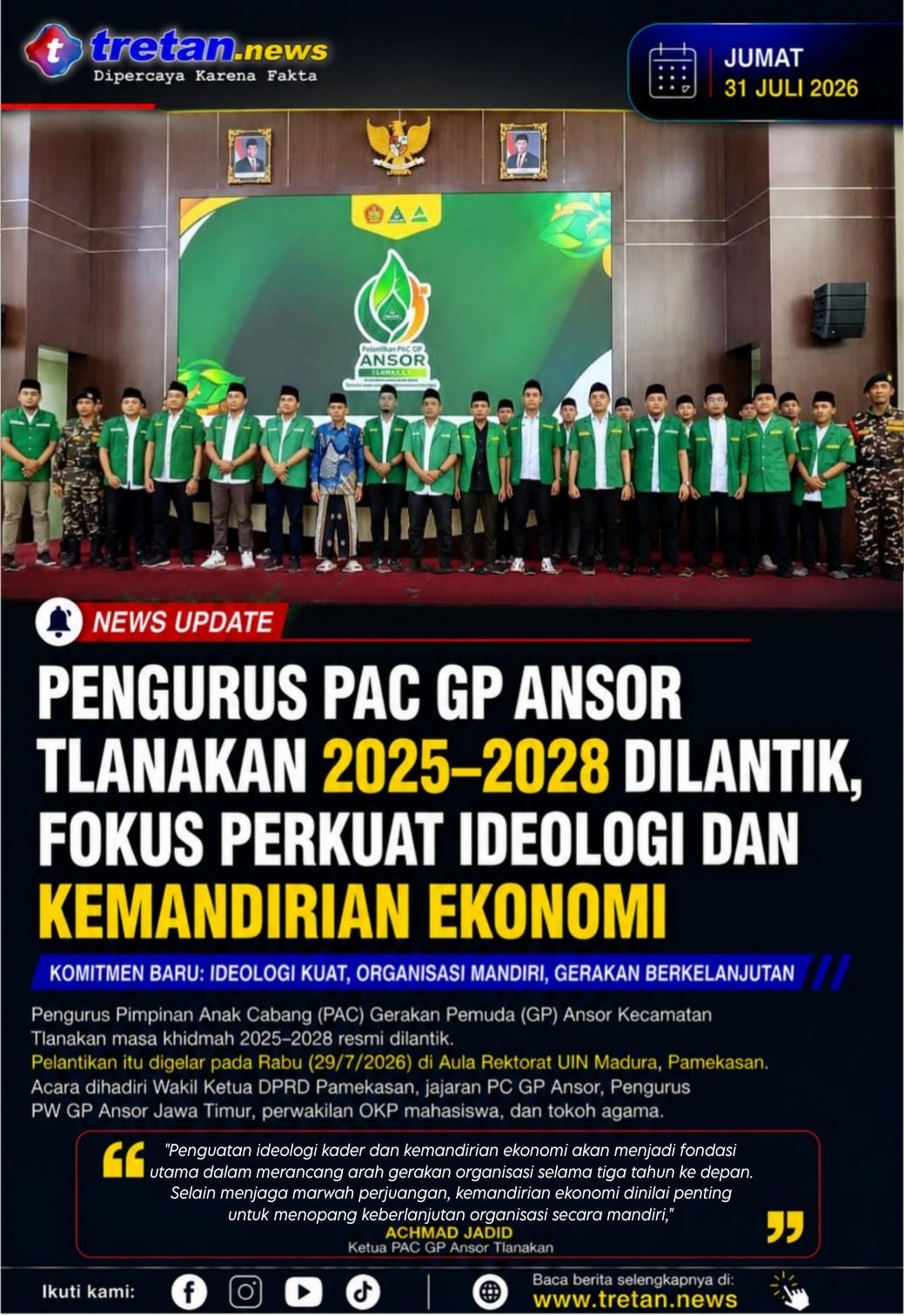 Pelantikan Pengurus PAC GP Ansor Tlanakan di Aula UIN Madura Pamekasan