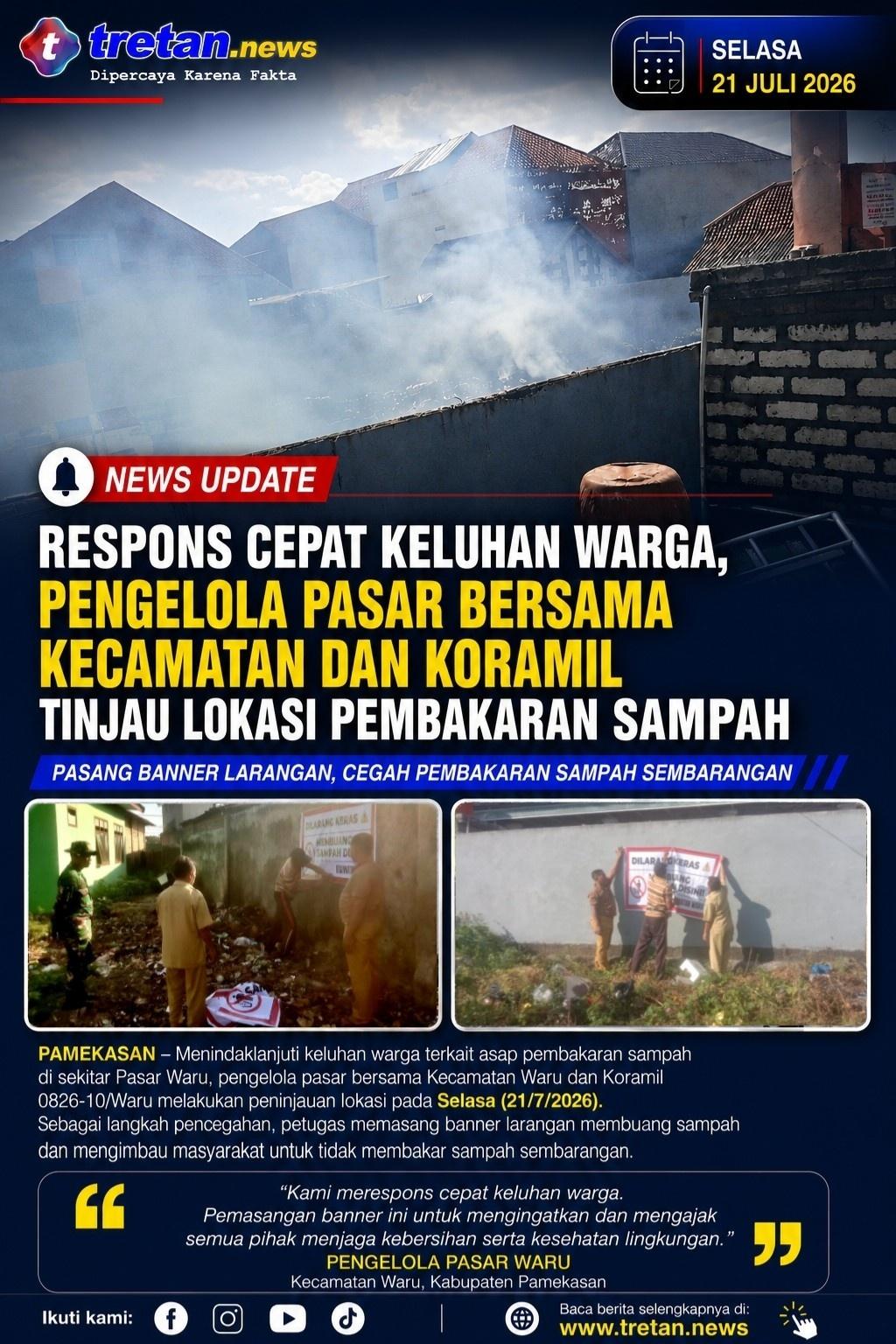 Pengelola Pasar Waru meninjau lokasi pembakaran sampah di Pamekasan