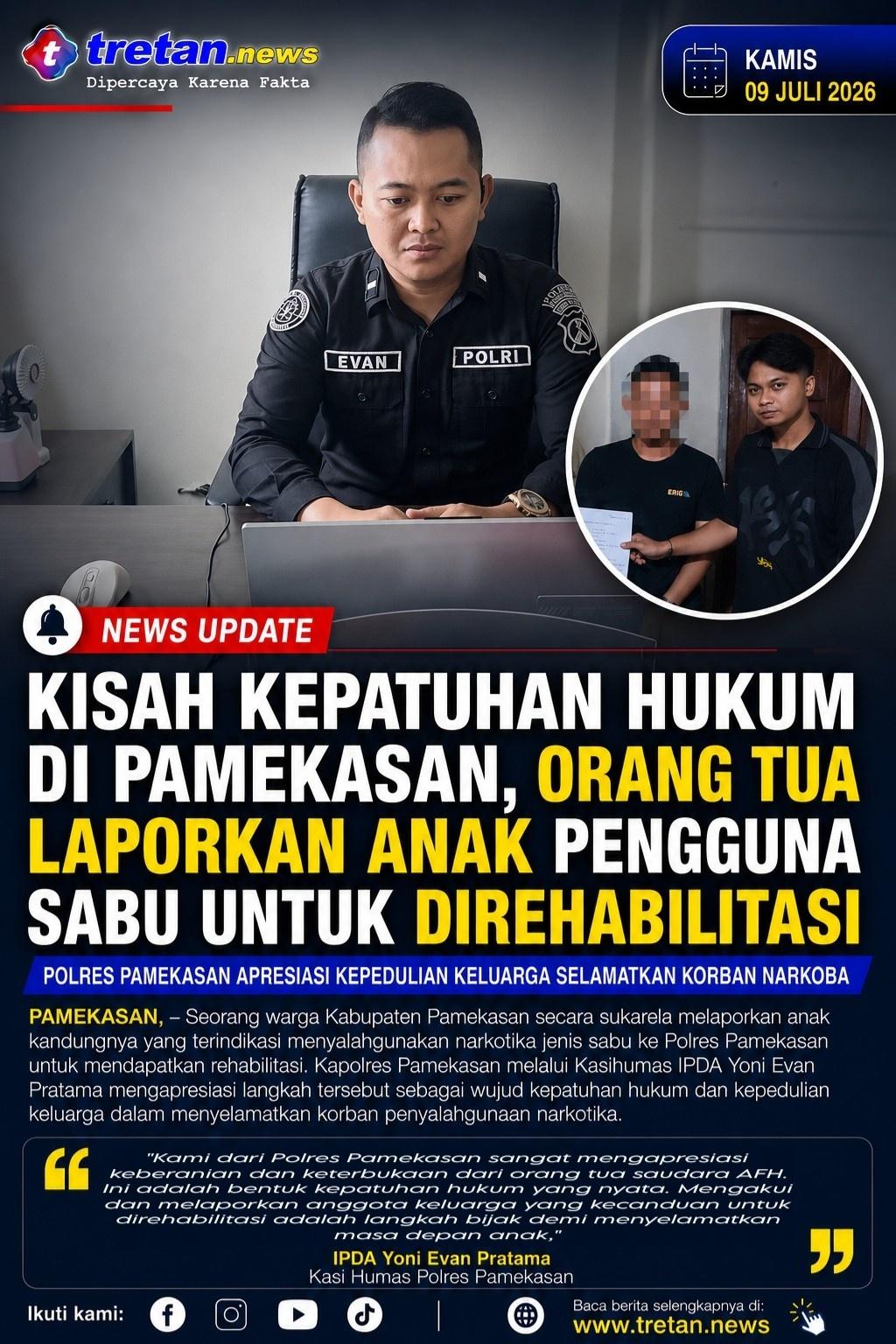 Bentuk kepatuhan hukum orang tua mengajukan rehabilitasi anak pengguna sabu di Polres Pamekasan