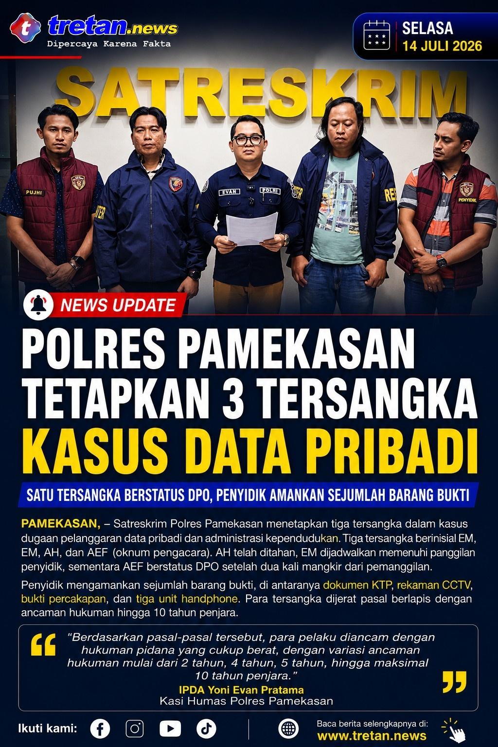 Polres Pamekasan rilis penetapan tiga tersangka kasus data pribadi