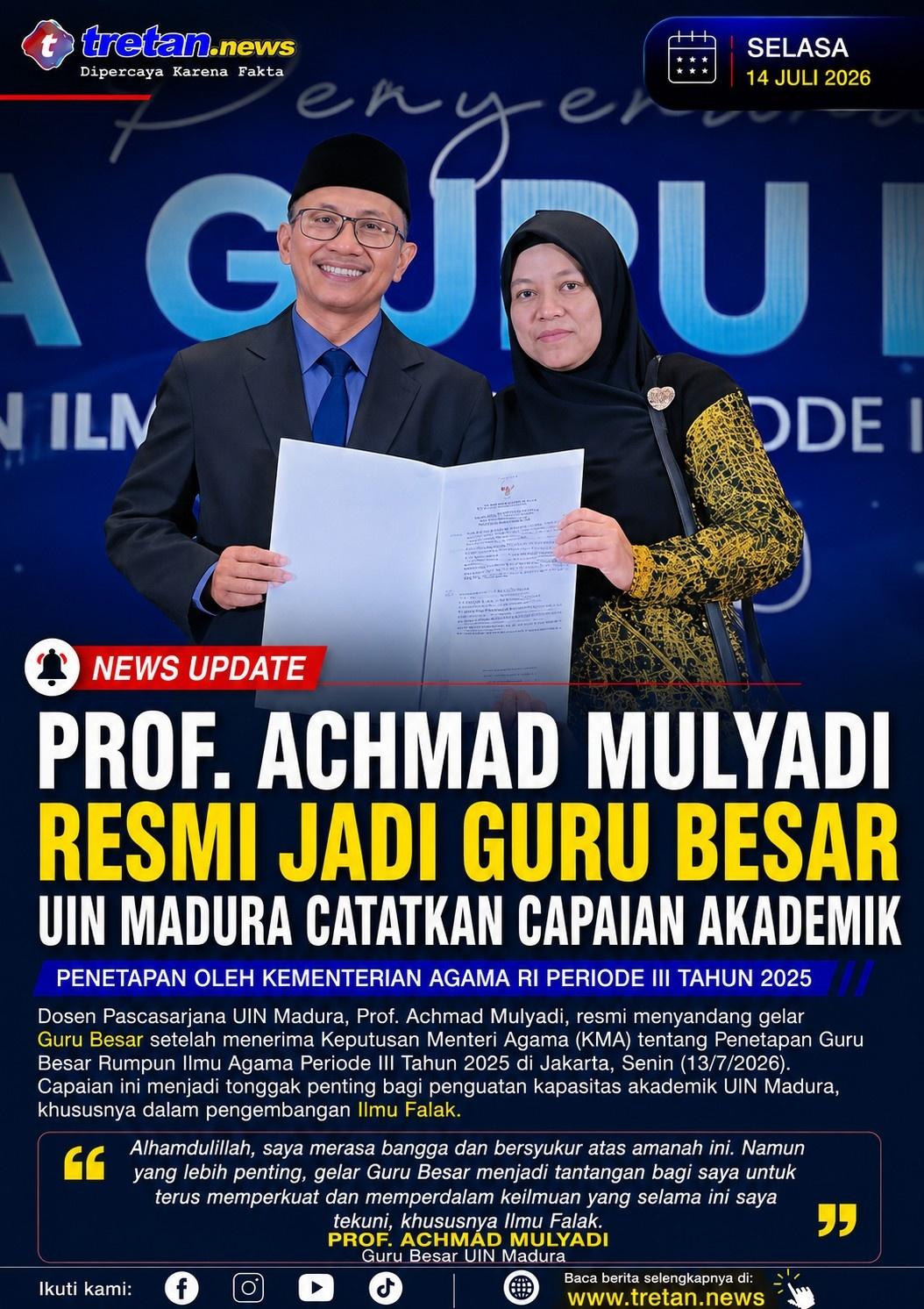 Prof. Achmad Mulyadi resmi menerima penetapan Guru Besar UIN Madura di Jakarta