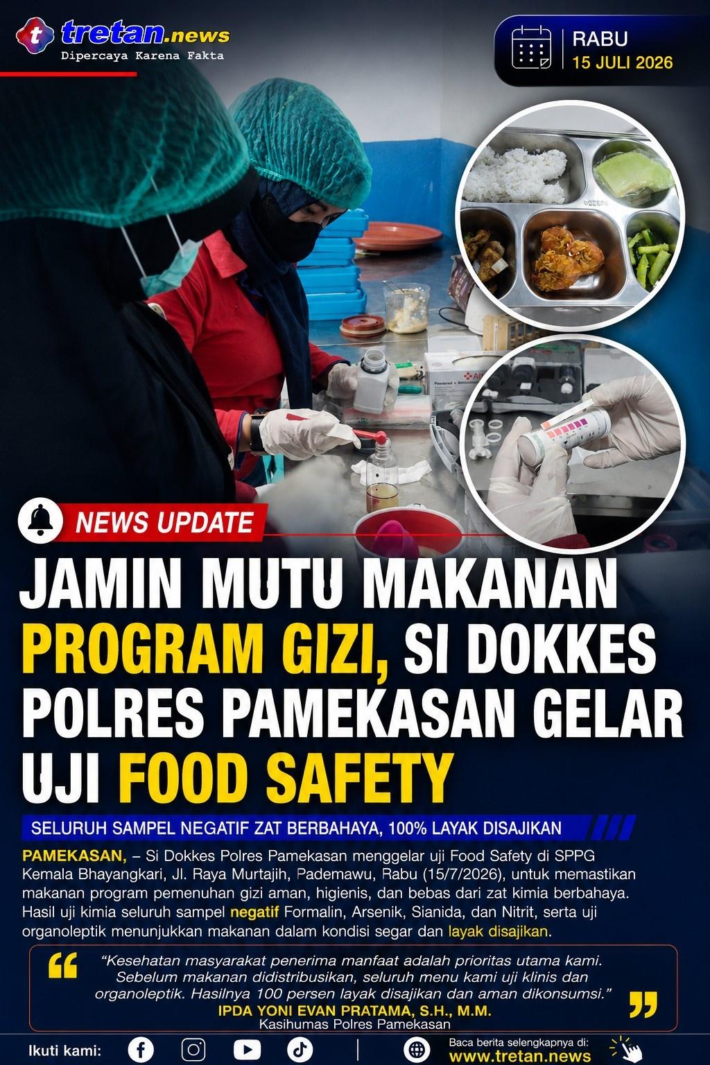 Petugas Si Dokkes Polres Pamekasan memeriksa keamanan makanan program pemenuhan gizi