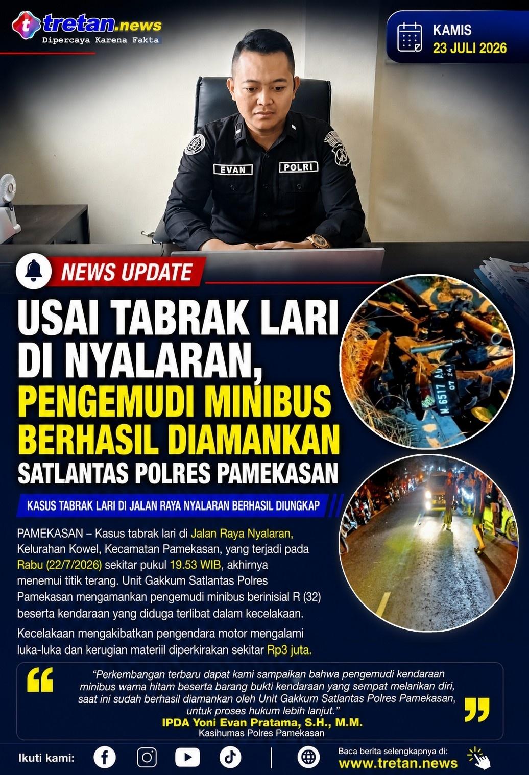 Satlantas Polres Pamekasan mengamankan pengemudi tabrak lari di Jalan Raya Nyalaran