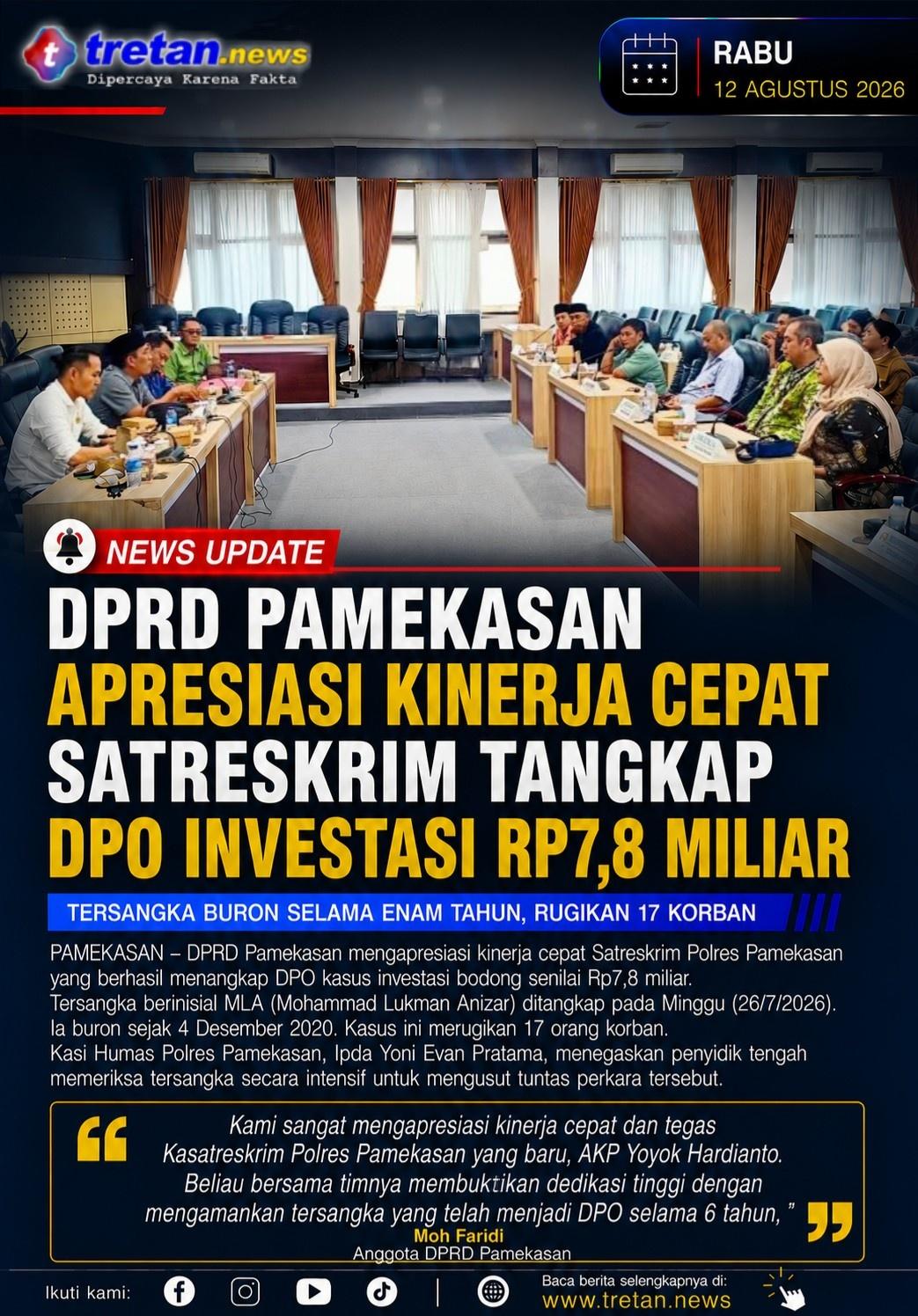 DPRD Pamekasan apresiasi Satreskrim tangkap DPO investasi Rp7,8 miliar