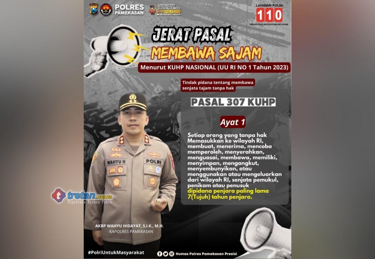 Kapolres Pamekasan imbau warga tidak membawa senjata tajam