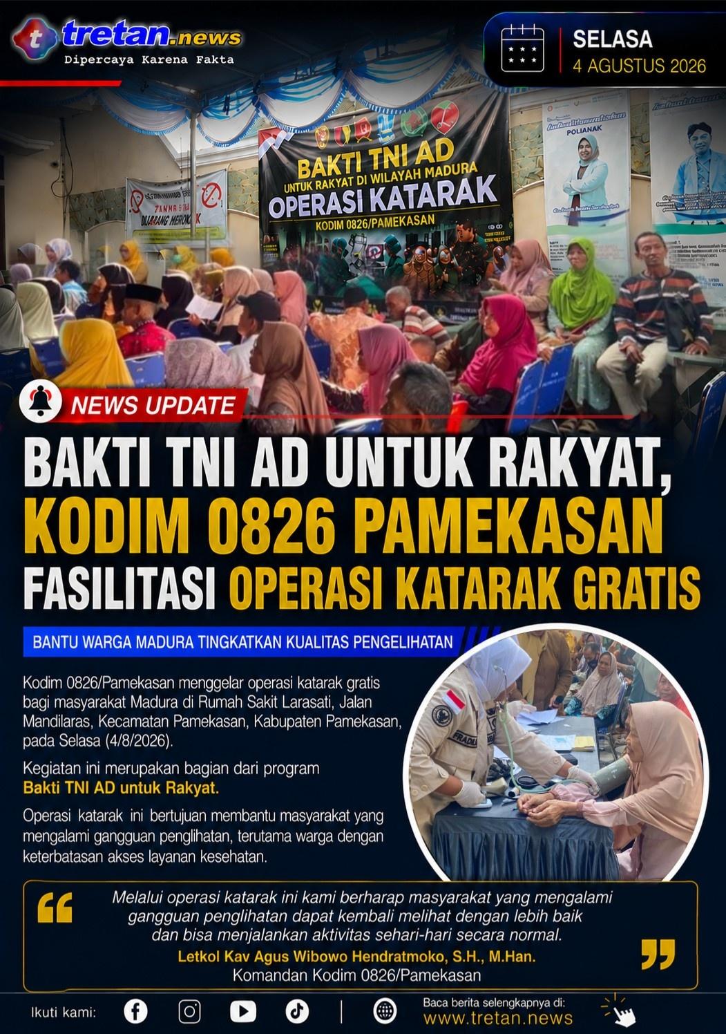 Kodim 0826 Pamekasan menggelar operasi katarak gratis di RS Larasati