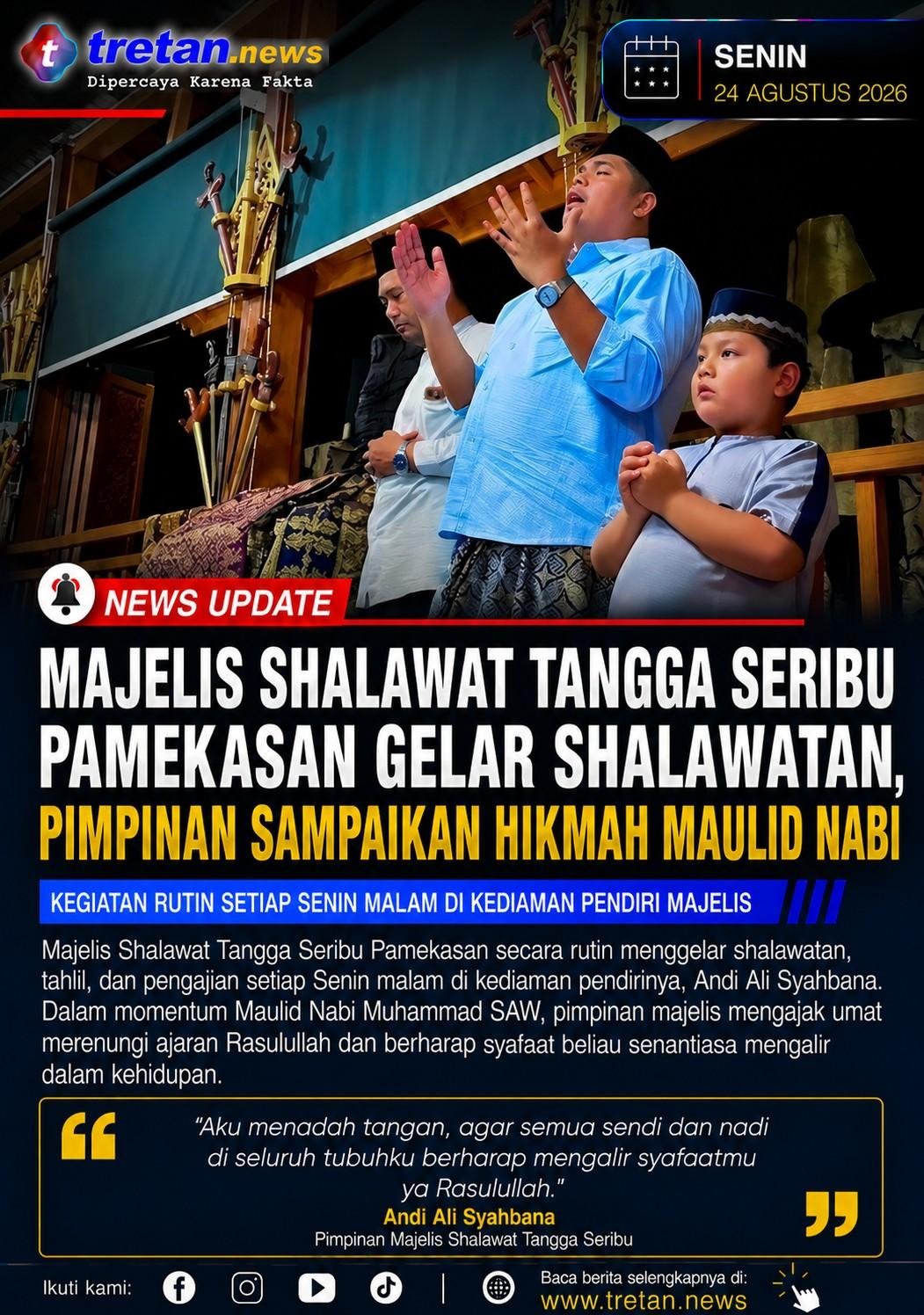 Andi Ali Syahbana memimpin kegiatan Majelis Shalawat Tangga Seribu Pamekasan