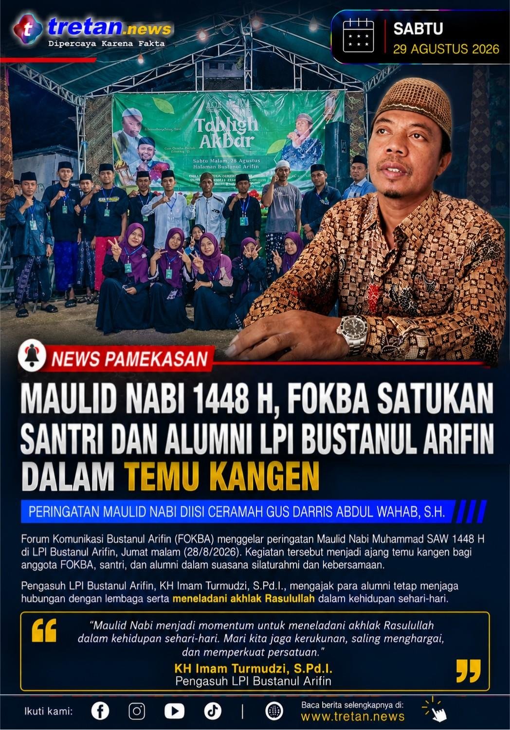 Maulid Nabi 1448 H FOKBA bersama santri dan alumni Bustanul Arifin