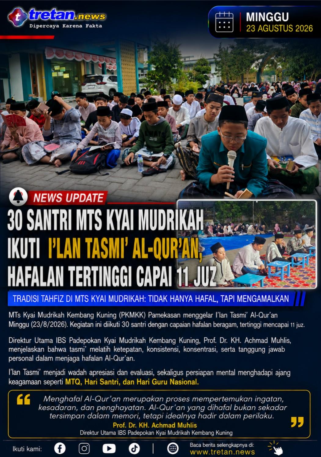 Santri MTs Kyai Mudrikah mengikuti I’lan Tasmi’ Al-Qur’an