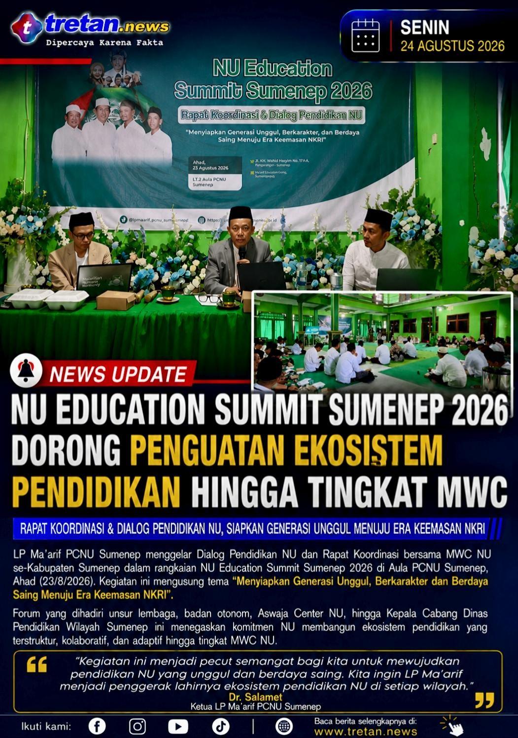 NU Education Summit Sumenep dorong penguatan pendidikan NU tingkat MWC