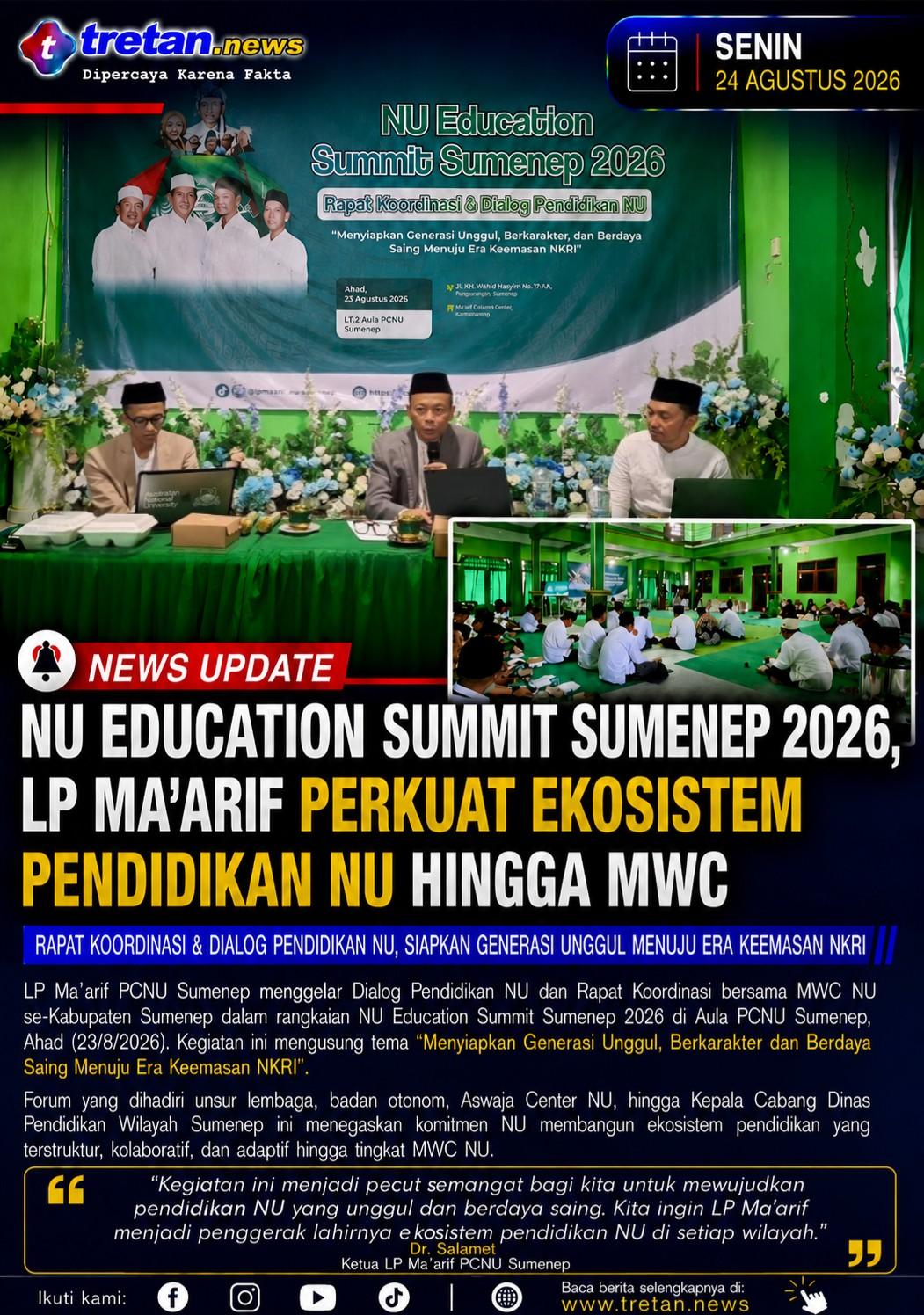 NU Education Summit Sumenep dorong penguatan pendidikan NU tingkat MWC