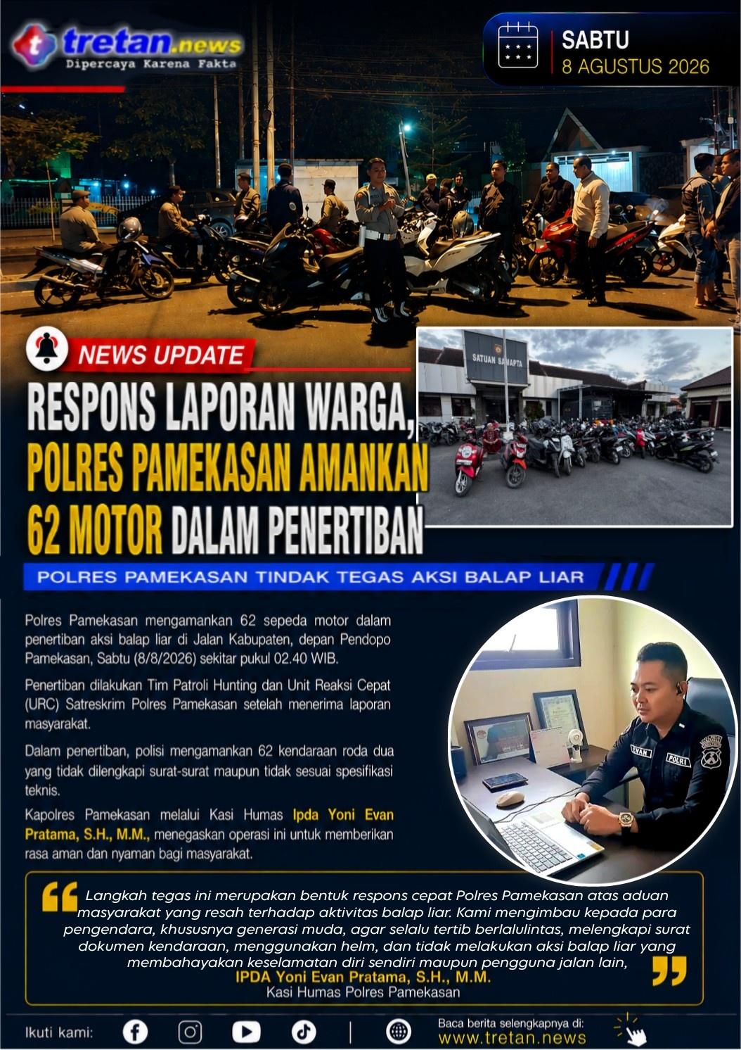 Polres Pamekasan amankan 62 motor dalam penertiban balap liar
